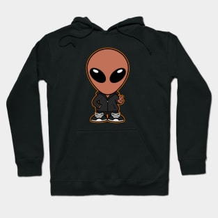 Space Alien Extraterrestrial Peace Hand Sign (Orange) Hoodie